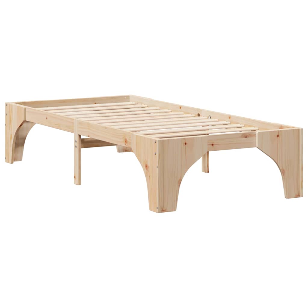 Bed Frame Brown Solid Pine Wood Natural Length 200 cm 90 cm