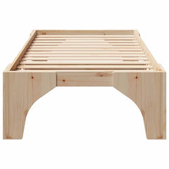 Bed Frame Brown Solid Pine Wood Natural Length 200 cm 90 cm