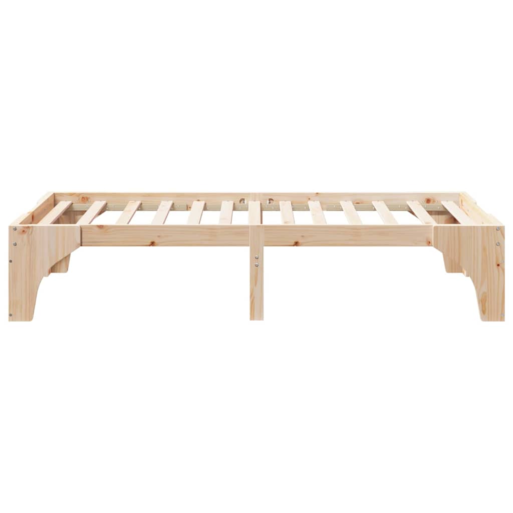 Bed Frame Brown Solid Pine Wood Natural Length 200 cm 90 cm