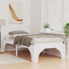 Bed Frame Solid Pine Wood White Length 190 cm 90 cm