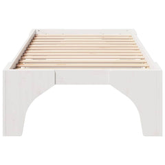 Bed Frame Solid Pine Wood White Length 190 cm 90 cm