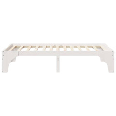 Bed Frame Solid Pine Wood White Length 190 cm 90 cm