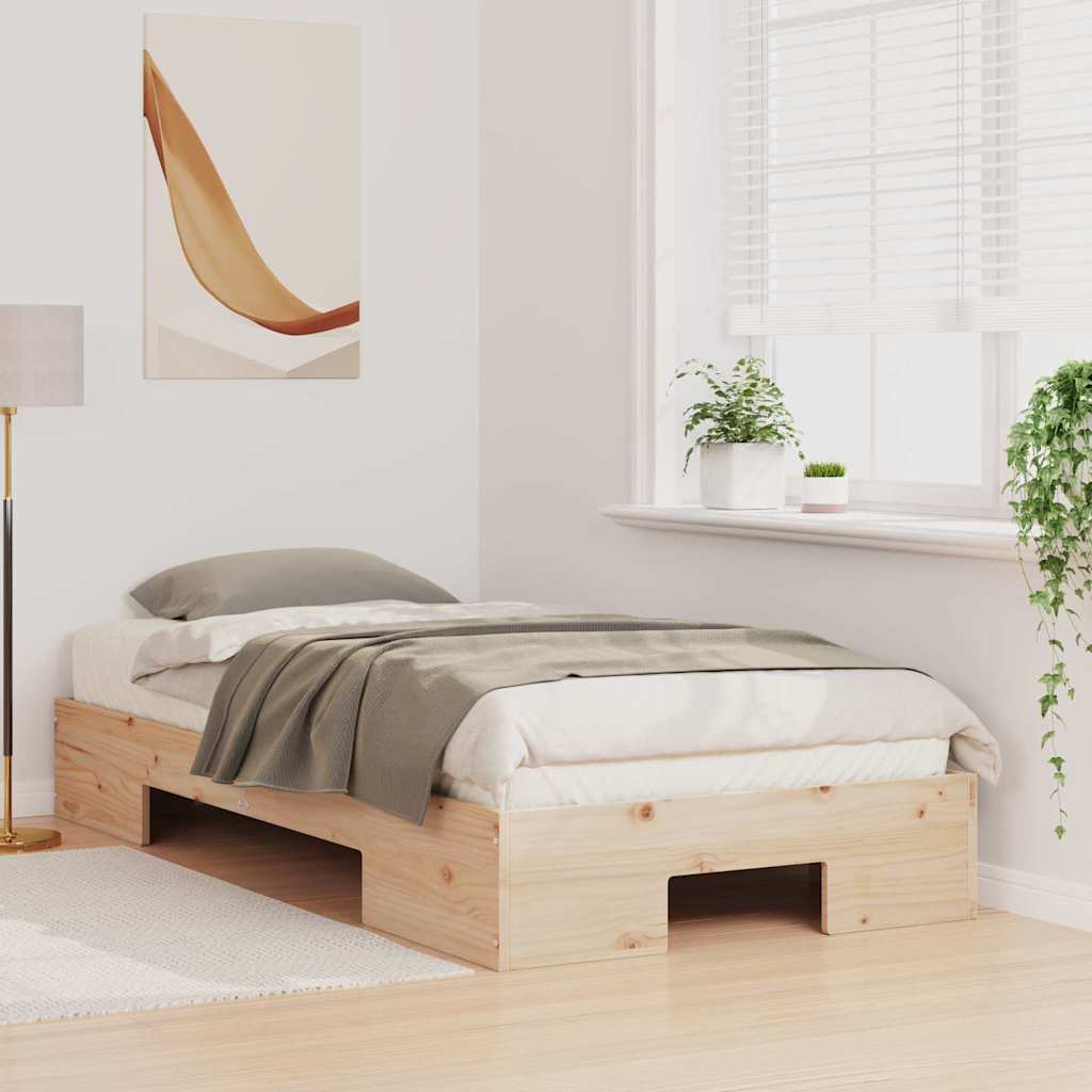 Bed Frame Brown Length 200 cm Natural 90 cm
