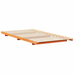 Bed Frame Solid Pine Wood Wax Brown Length