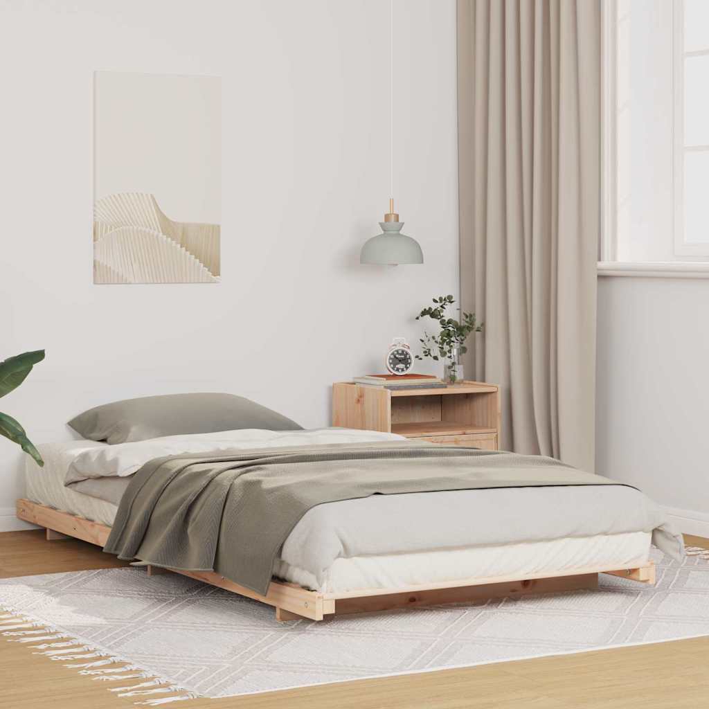 vidaXL Bed Frame Brown 80 x 220 cm Solid Pine Wood 1