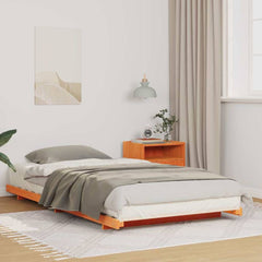 Bed Frame Solid Pine Wood Wax Brown Length