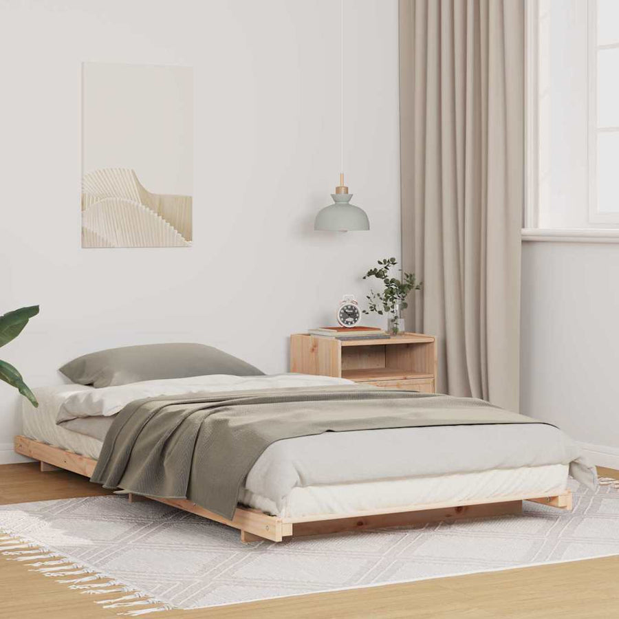 vidaXL Bed Frame Brown 100 x 220 cm Solid Pine Wood 1