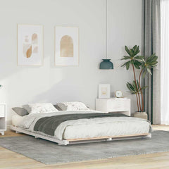 Bed Frame Solid Pine Wood White Length 220 cm 140 cm