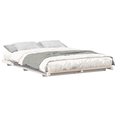 Bed Frame Solid Pine Wood White Length 220 cm 140 cm