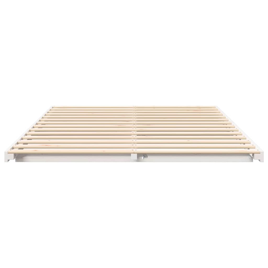Bed Frame Solid Pine Wood White Length 220 cm 140 cm