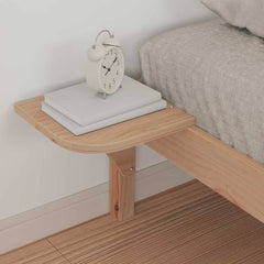 Bed Frame with Side Tables Solid Pine Wood Length 210 cm Natural 90 cm