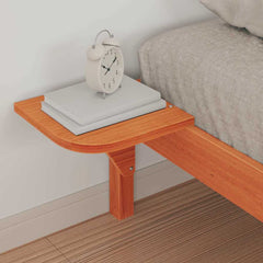Bed Frame with Side Tables Length 210 cm Wax Brown 90 cm