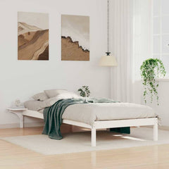 Bed Frame Side Tables Solid Pine Wood Length White