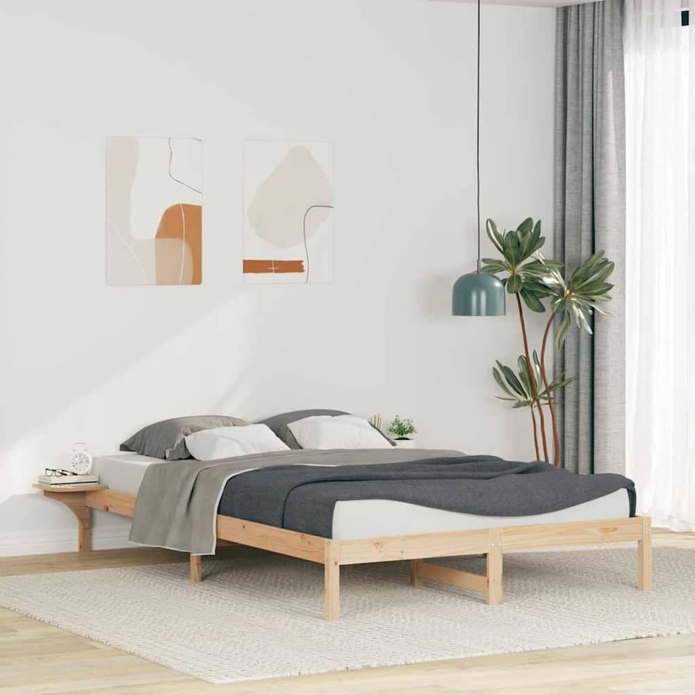 Bed Frame Side Tables Solid Pine Wood Length Natural