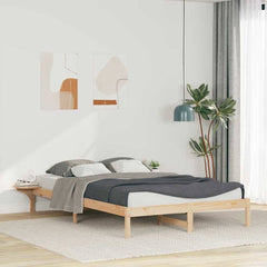 Bed Frame Side Tables Solid Pine Wood Length Natural