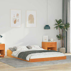 Bed Frame Solid Pine Wood Wax Brown Length 200 cm 120 cm