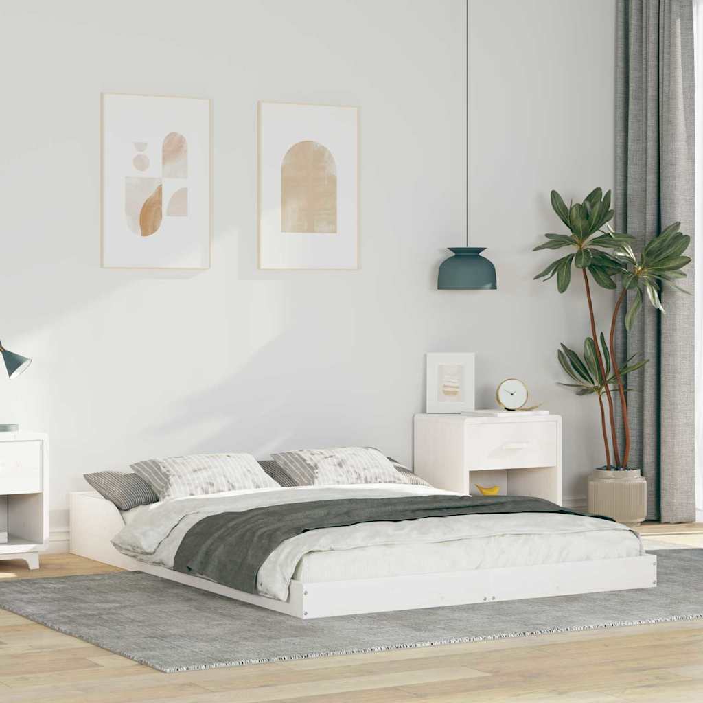Bed Frame Solid Pine Wood White Length