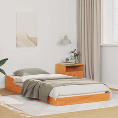 Bed Frame Solid Pine Wood Wax Brown Length