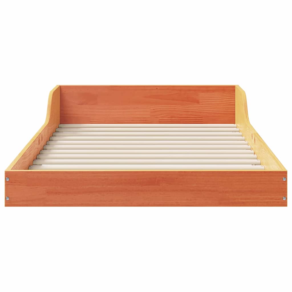 Bed Frame Solid Pine Wood Wax Brown Length 200 cm 80 cm