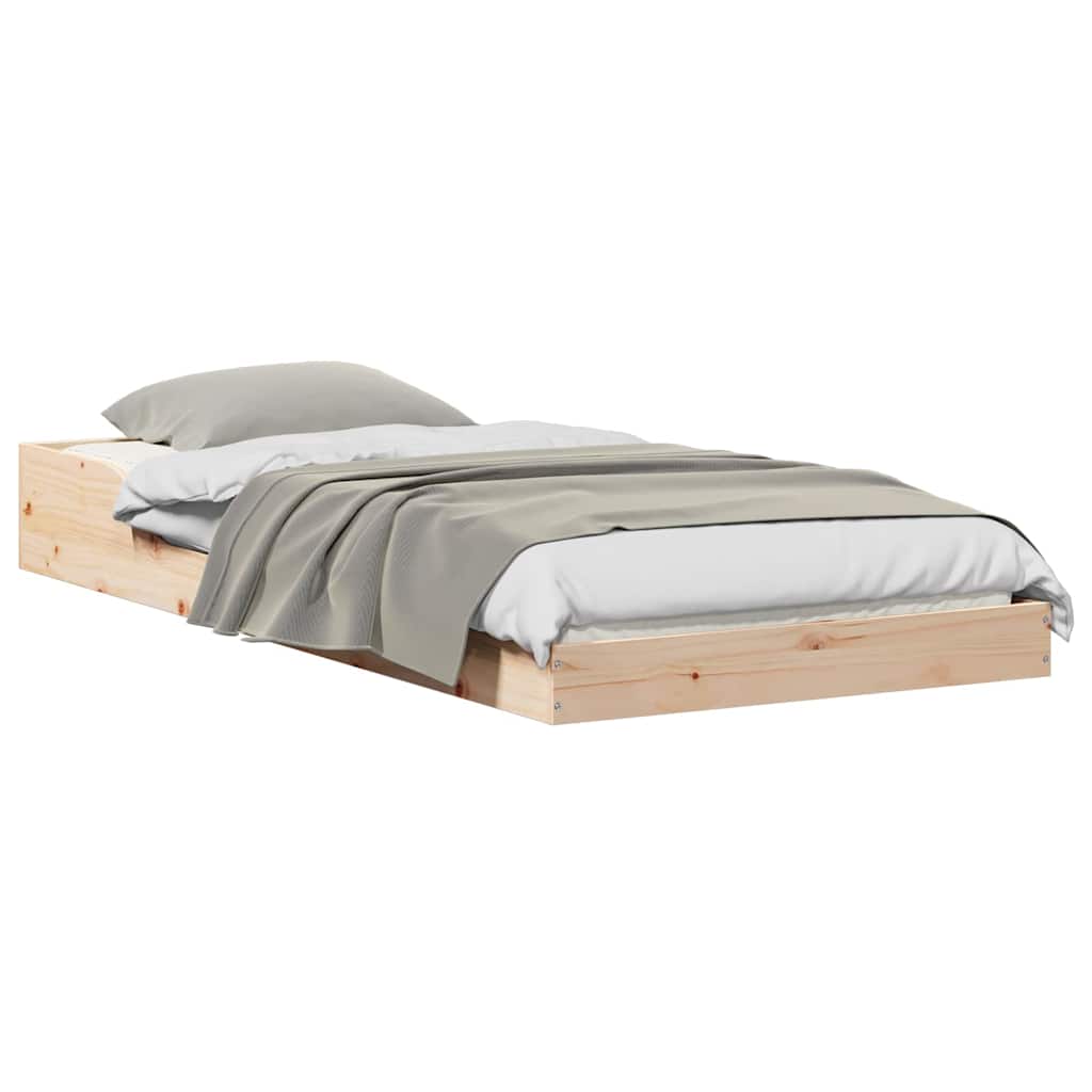 vidaXL Bed Frame Natural 75 x 190 cm Solid Pine Wood 3