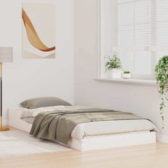 Bed Frame Solid Pine Wood White Length 190 cm 75 cm