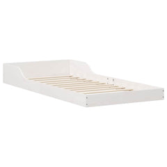 Bed Frame Solid Pine Wood White Length 190 cm 75 cm