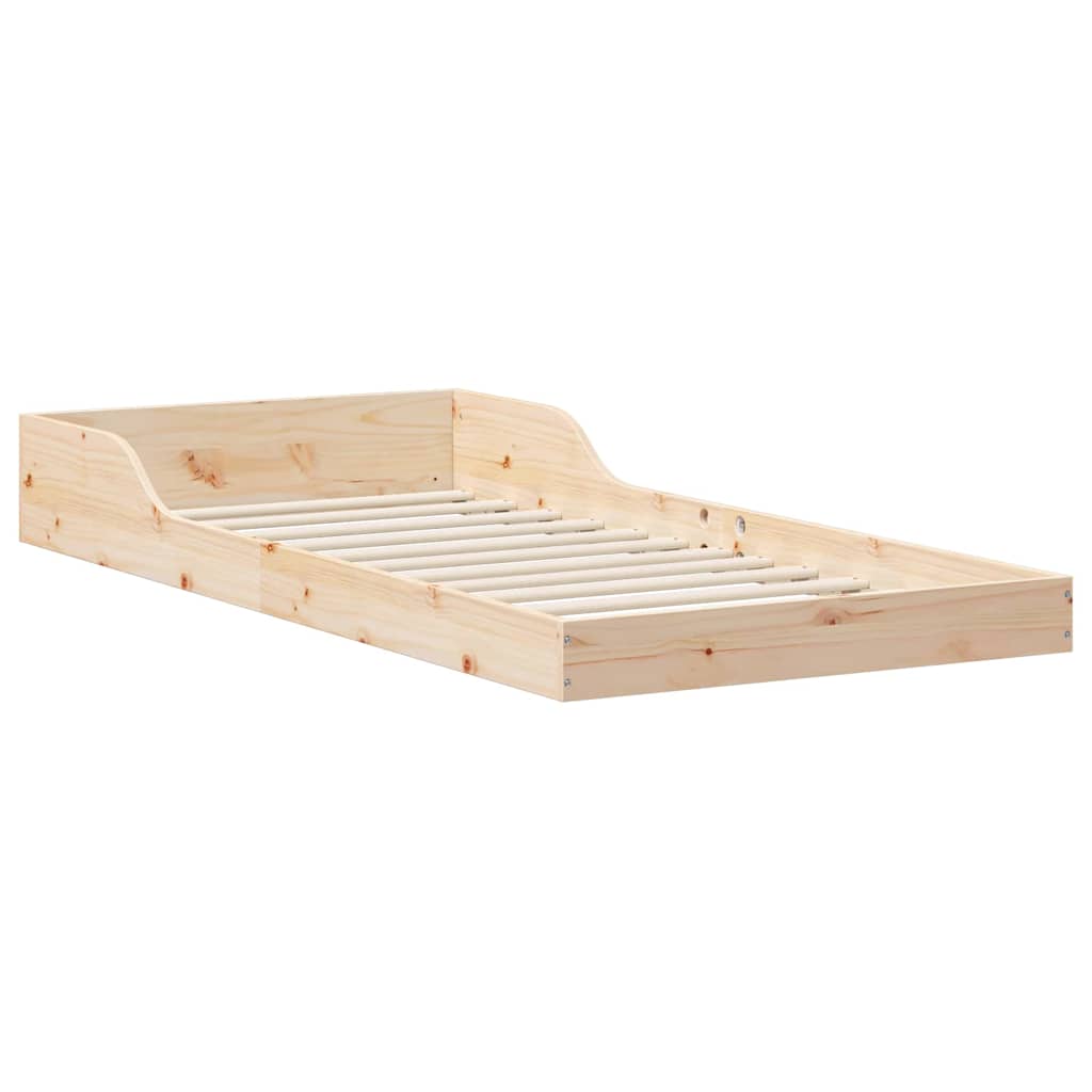 Bed Frame Brown Solid Pine Wood Natural Length 210 cm 80 cm
