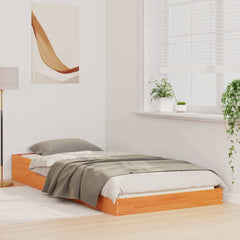 Bed Frame Solid Pine Wood Wax Brown Length