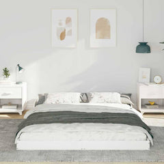 Bed Frame Solid Pine Wood White Length 220 cm 140 cm