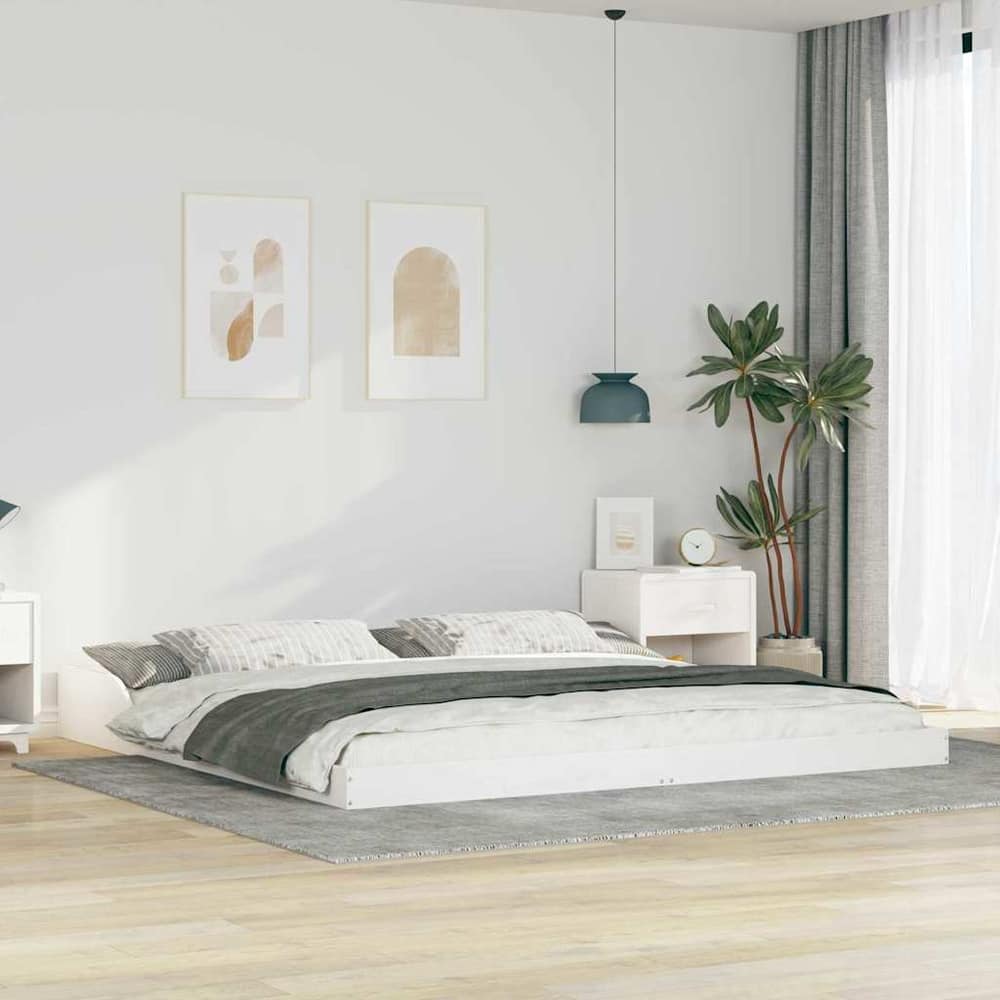 Bed Frame Solid Pine Wood White Length