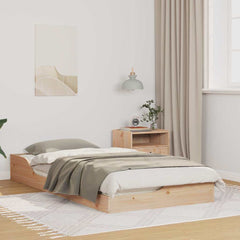 Bed Frame Brown Solid Pine Wood Natural 75 cm 190 cm