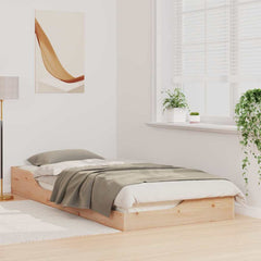 Bed Frame Brown Solid Pine Wood Natural 80 cm 210 cm
