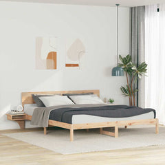 Bed Frame with Headboard Brown Solid Pine Wood Length 200 cm Natural 180 cm