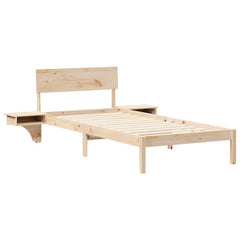 Bed Frame with Headboard Brown Solid Pine Wood Length 200 cm Natural 90 cm