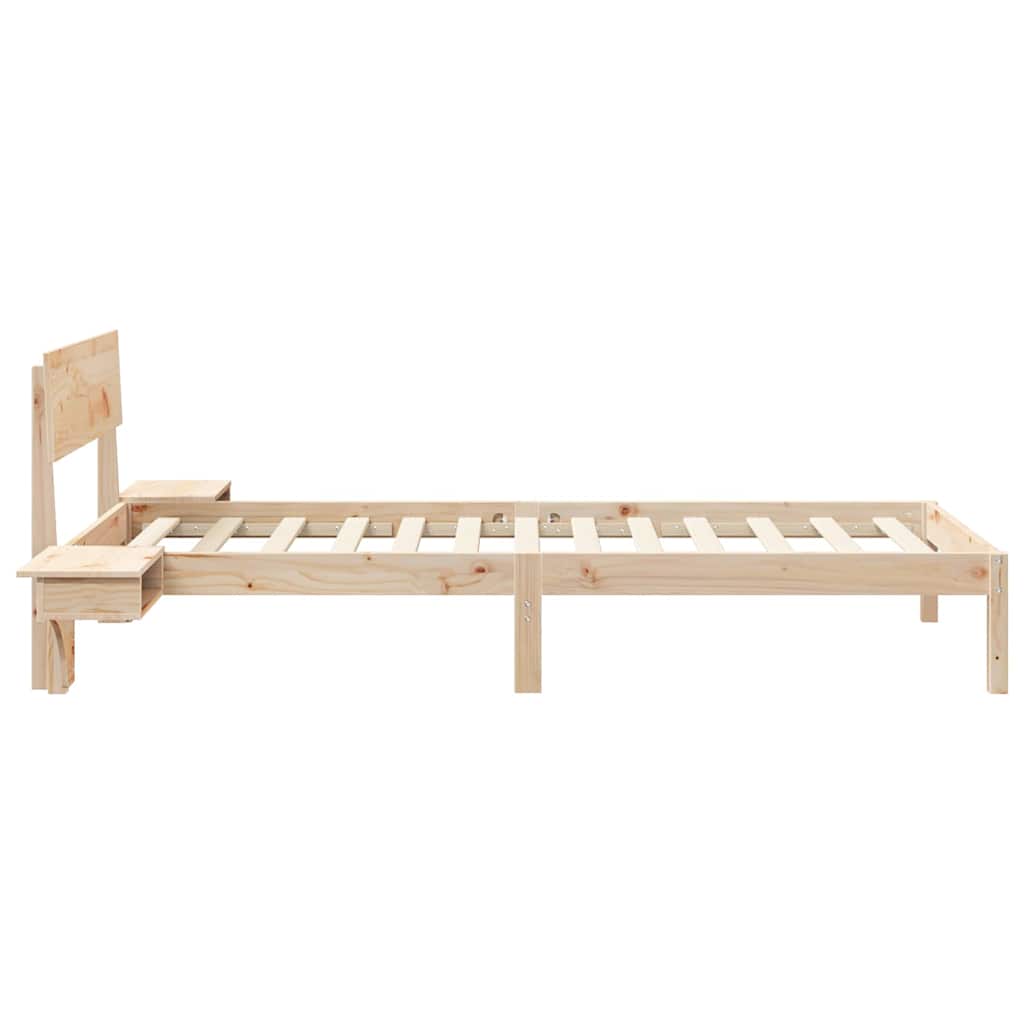 Bed Frame with Headboard Brown Solid Pine Wood Length 200 cm Natural 90 cm