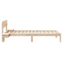 Bed Frame with Headboard Brown Solid Pine Wood Length 200 cm Natural 90 cm