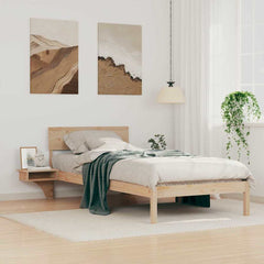 Bed Frame with Headboard Brown Solid Pine Wood Length 200 cm Natural 80 cm