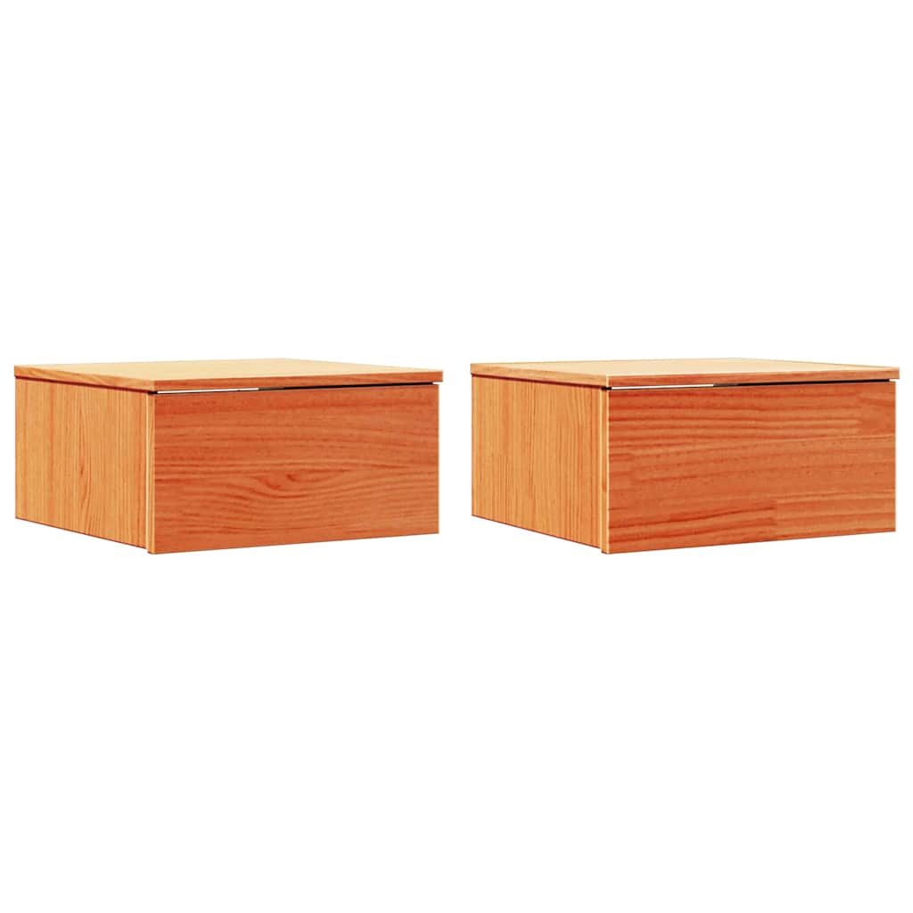 vidaXL Bedside Table 2 pcs Wax Brown 37 x 35 x 18.5 cm Solid pine wood 2
