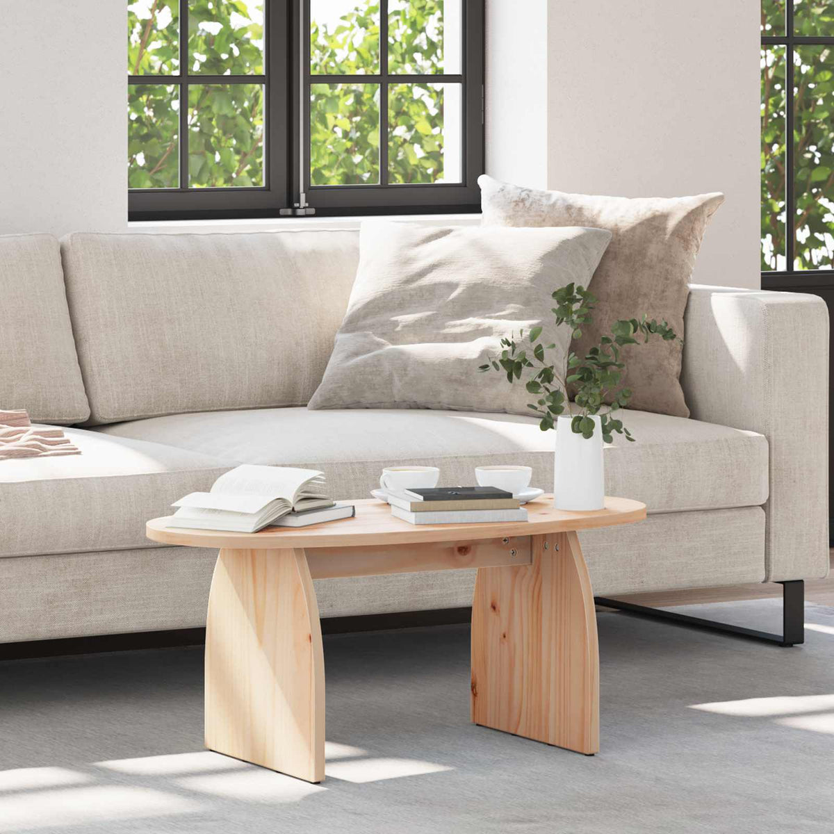 Coffee Table 80 x 40 x 35 cm Solid Pine Wood Natural