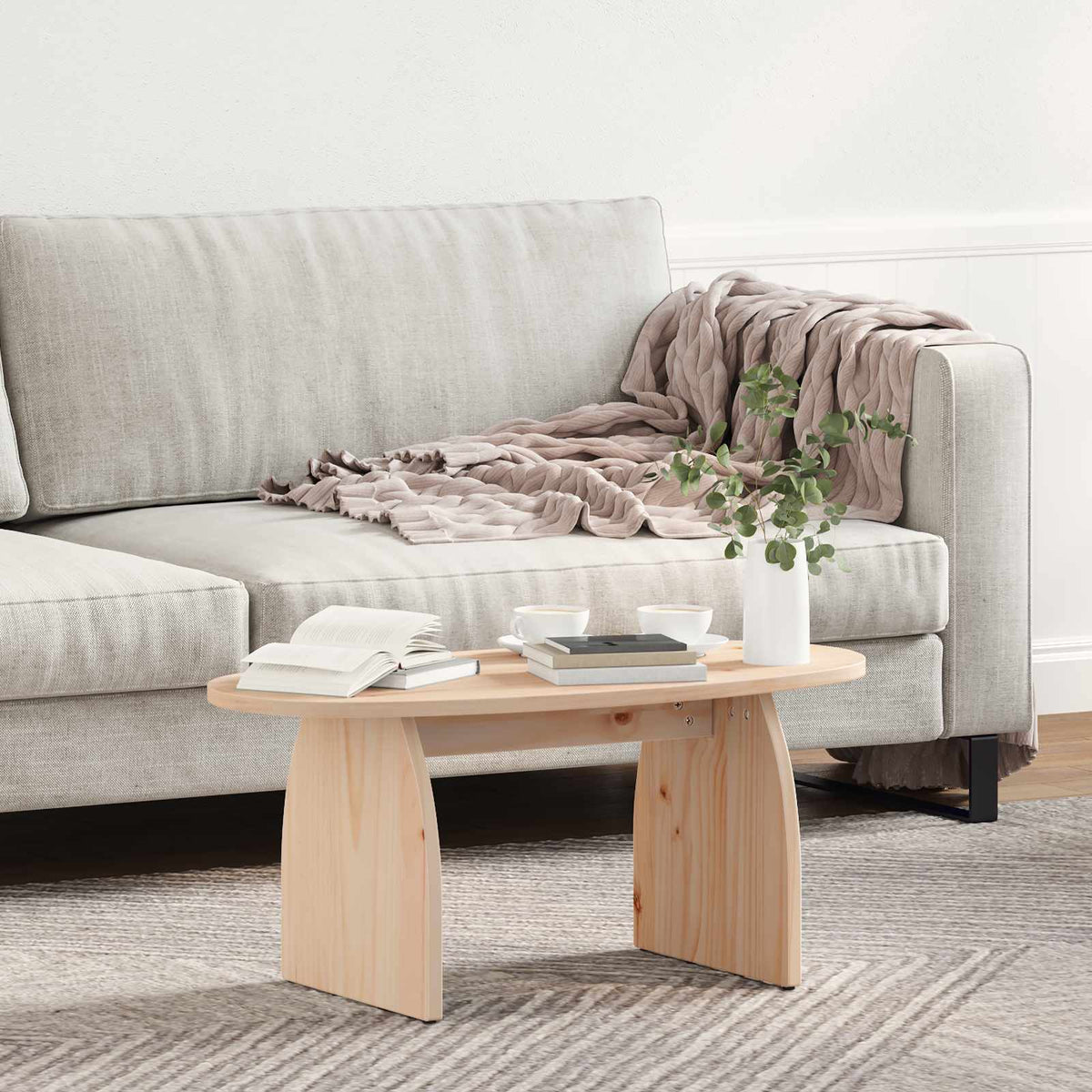 Coffee Table 80 x 40 x 35 cm Solid Pine Wood Natural