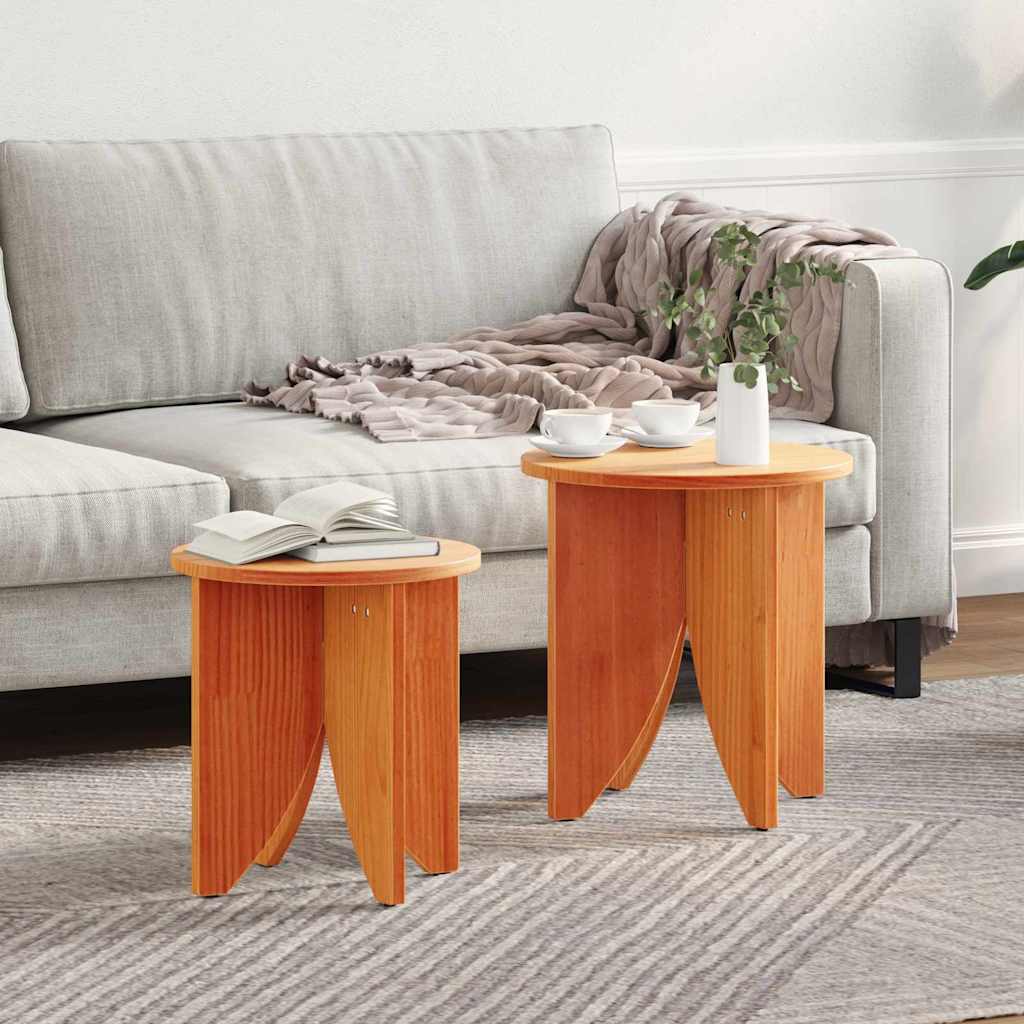 vidaXL Coffee Table 2 pcs Wax Brown 41.5 x 41.5 x 44 cm 1