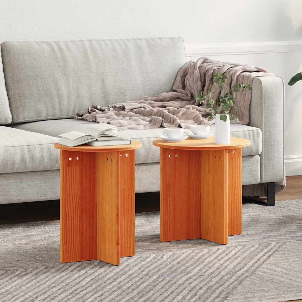 vidaXL Coffee Table 2 pcs Wax Brown 41.5 x 41.5 x 46 cm 1