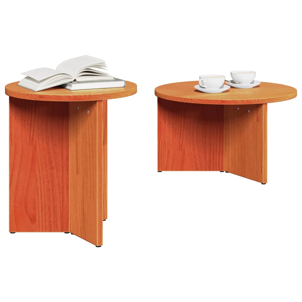 vidaXL Coffee Table 2 pcs Wax Brown 49 x 49 x 28 cm Solid Pine wood 3