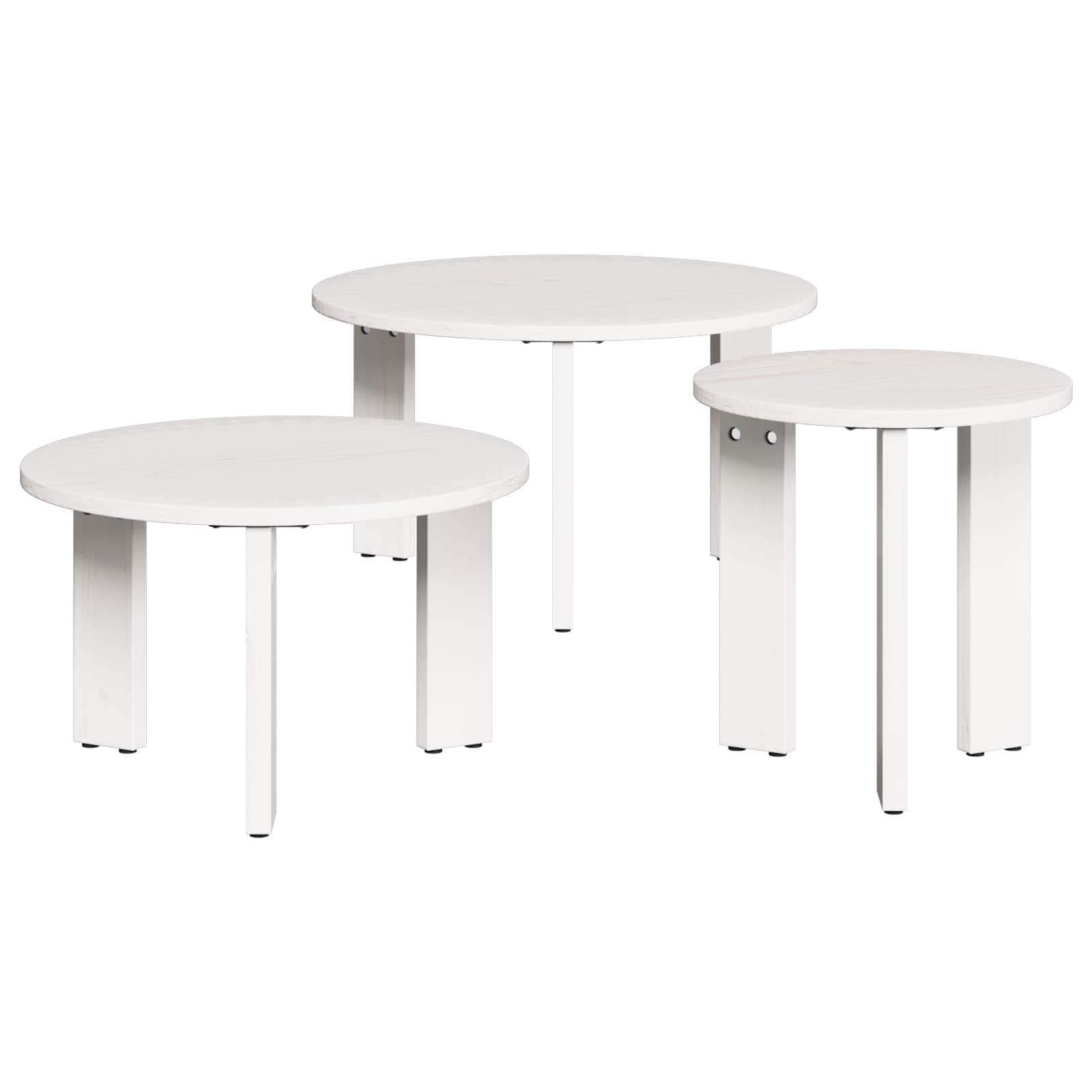 vidaXL Coffee Table 3 pcs White 47.5 x 47.5 x 27 cm Solid pine wood 1