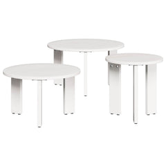 vidaXL Coffee Table 3 pcs White 47.5 x 47.5 x 27 cm Solid pine wood 1