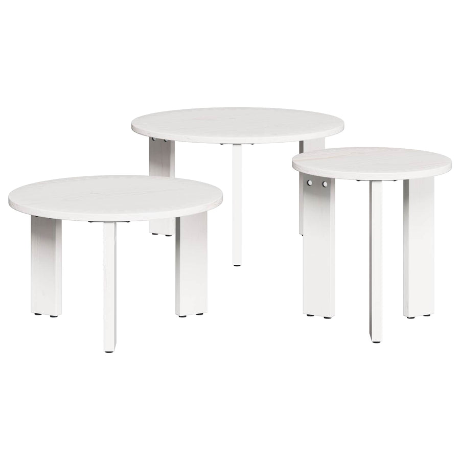 vidaXL Coffee Table 3 pcs White 47.5 x 47.5 x 27 cm Solid pine wood 1