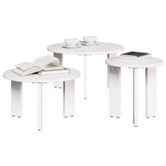 vidaXL Coffee Table 3 pcs White 47.5 x 47.5 x 27 cm Solid pine wood 2