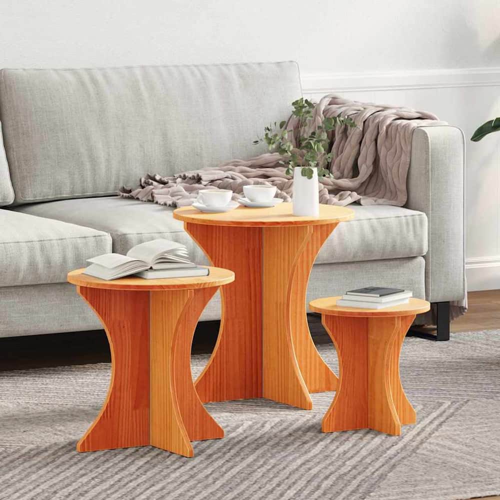 Coffee Table 3 pcs 46 x 46 x 47 cm Wax brown