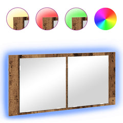 vidaXL LED Mirror Cabinet Old Wood 100 x 12 x 45 cm Engineered Wood 4