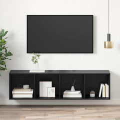 vidaXL TV Cabinet Set 37 x 37 x 142.5 cm Black Oak Engineered Wood 4